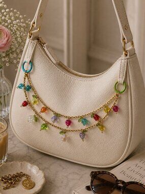 Floral Beaded Bag Charm: Handmade Cottagecore Accessory